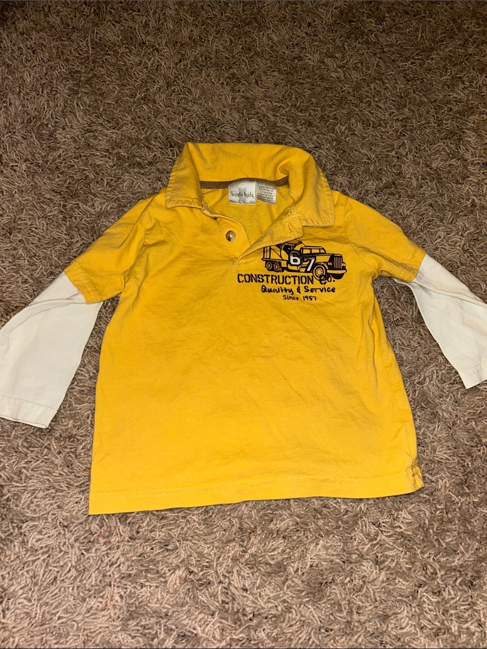 Kids Construction Polo Layered-Look Shirt - Yellow